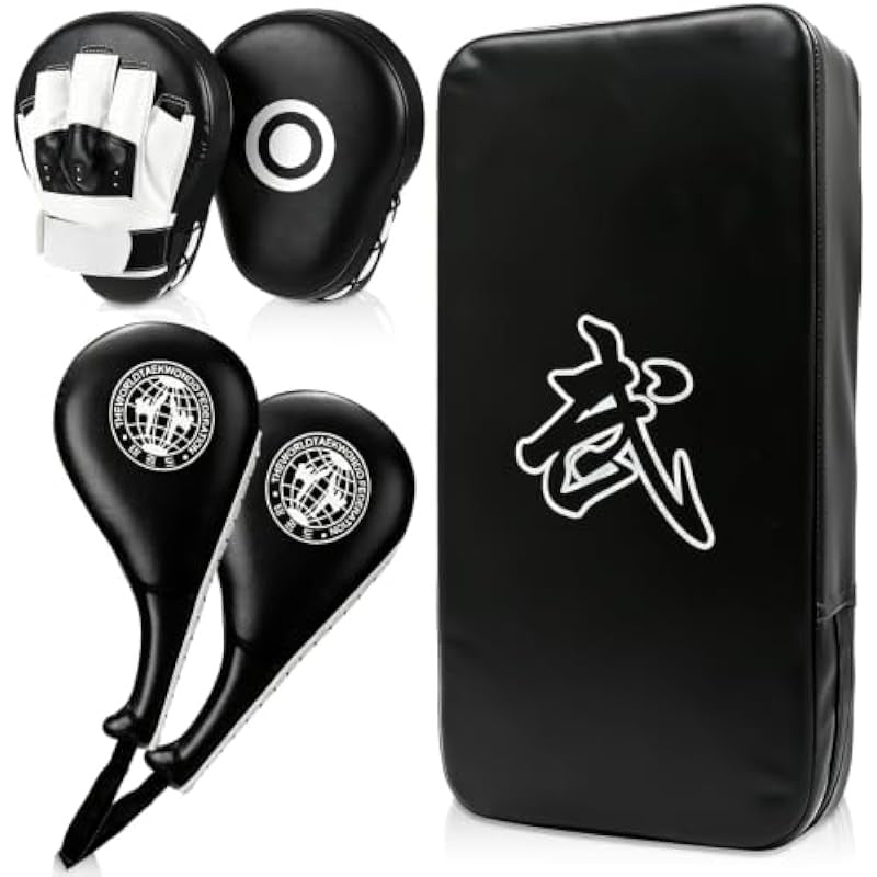 Martial Arts Sparring Gear Set with Punching Mitts and Kick Pads for Teens