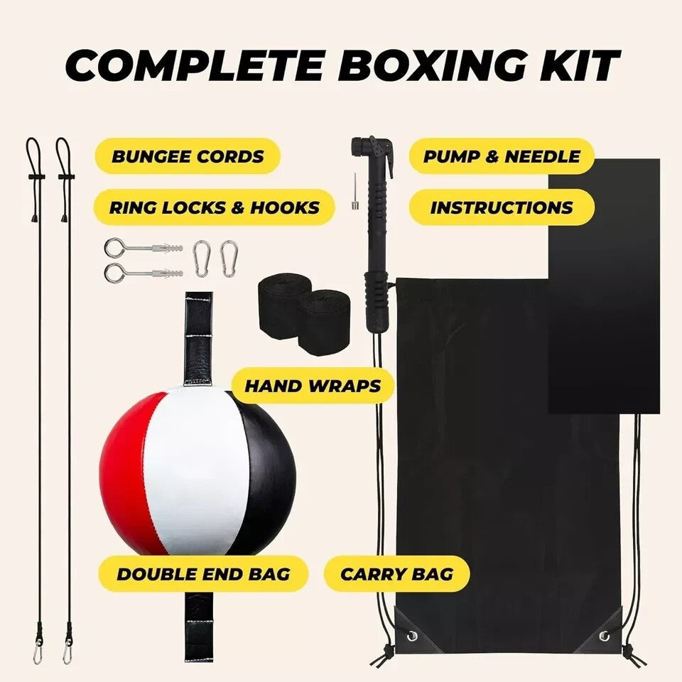 Double End Boxing Speed Bag Set - Reflex Training Equipment for Martial Arts