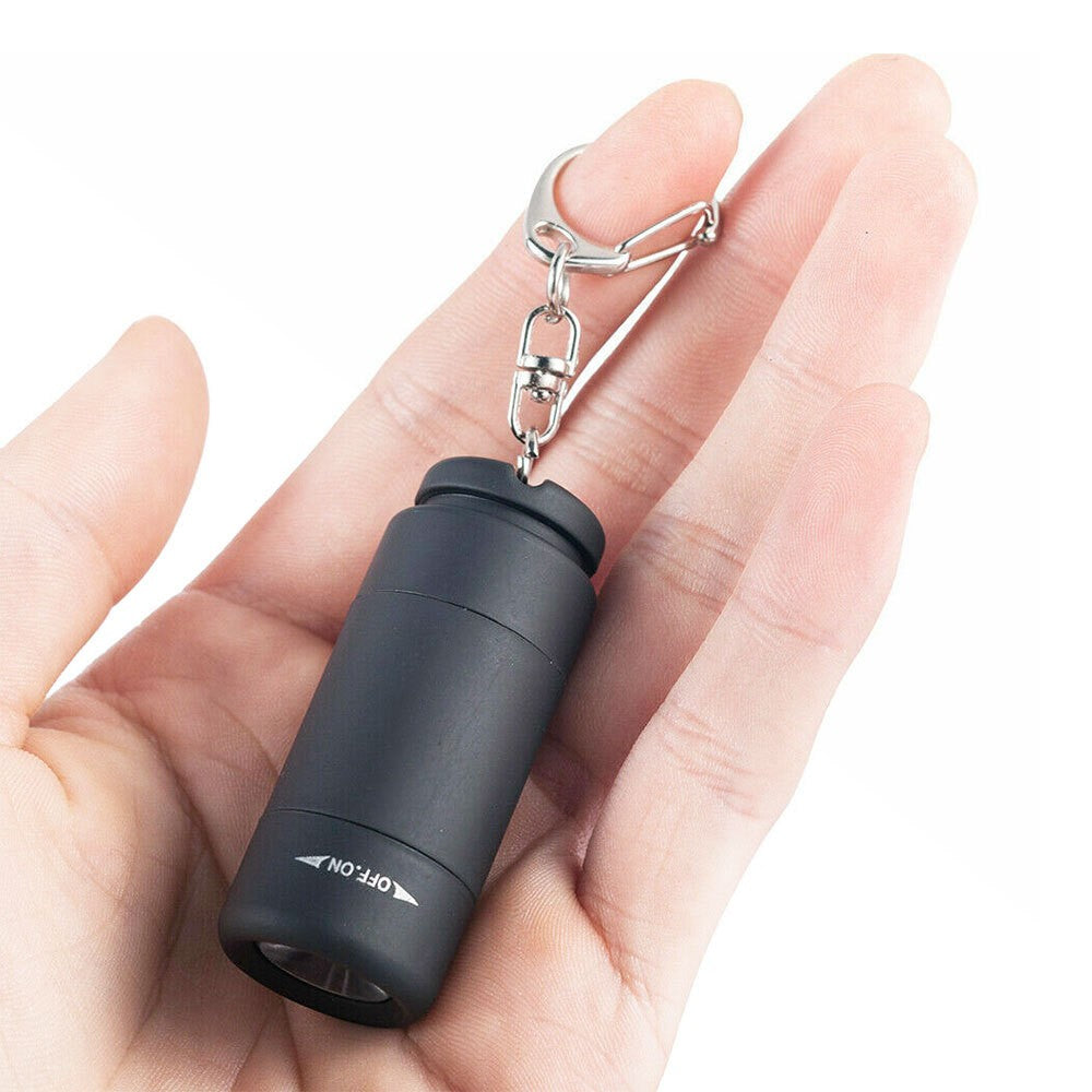 Mini USB Rechargeable LED Flashlight Keychain Portable Torch Black