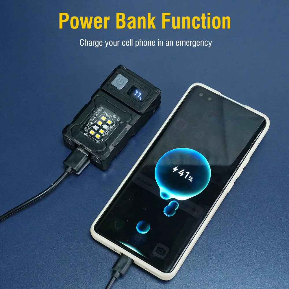 Mini USB Rechargeable LED Work Light with COB & SMD LEDs, Waterproof, Portable Torch