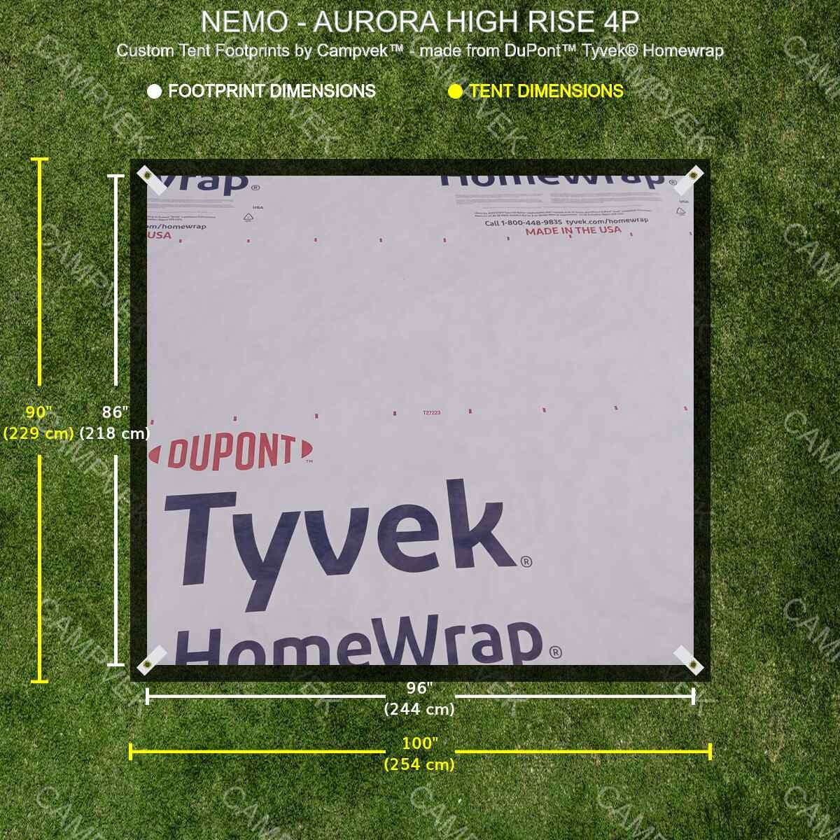Tyvek Footprint for NEMO Aurora High Rise 4P Tent - Tent Accessory