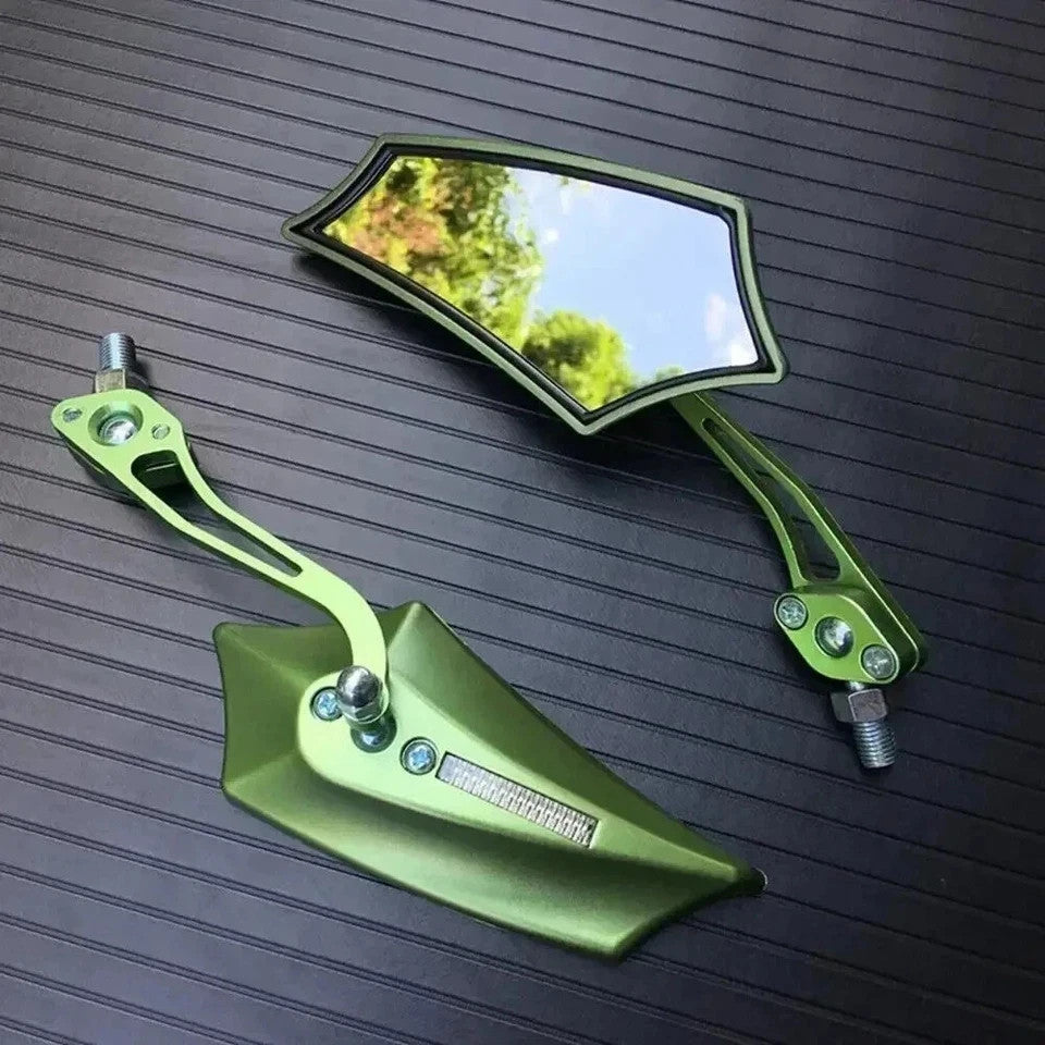 Universal Motorcycle & Bicycle Rearview Mirrors - 8mm & 10mm Fit, Adjustable Side Mirrors