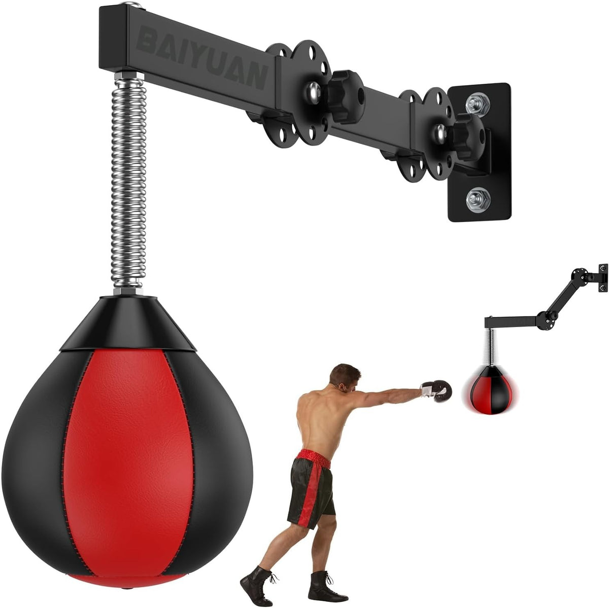 Adjustable Faux Leather Speed Bag for Boxing Training - Space Saving Wall Mount