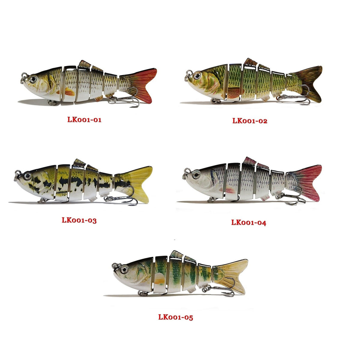5PCS Lifelike Fish Lures with 3D Eyes and Treble Hooks for Freshwater & Saltwater Fishing