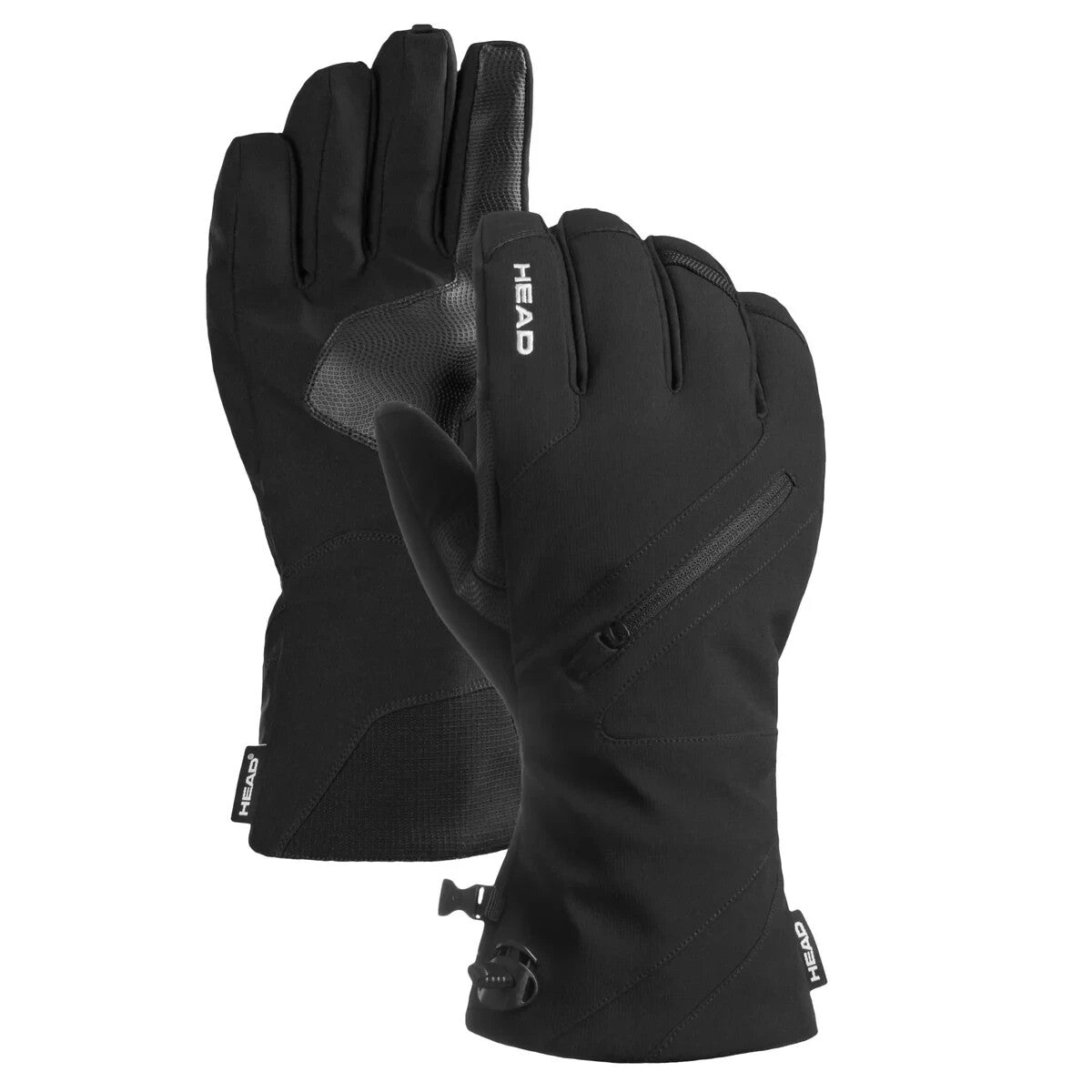 Unisex Ski Gloves Waterproof Touchscreen Winter Gloves with Zipper Pocket - Black XL