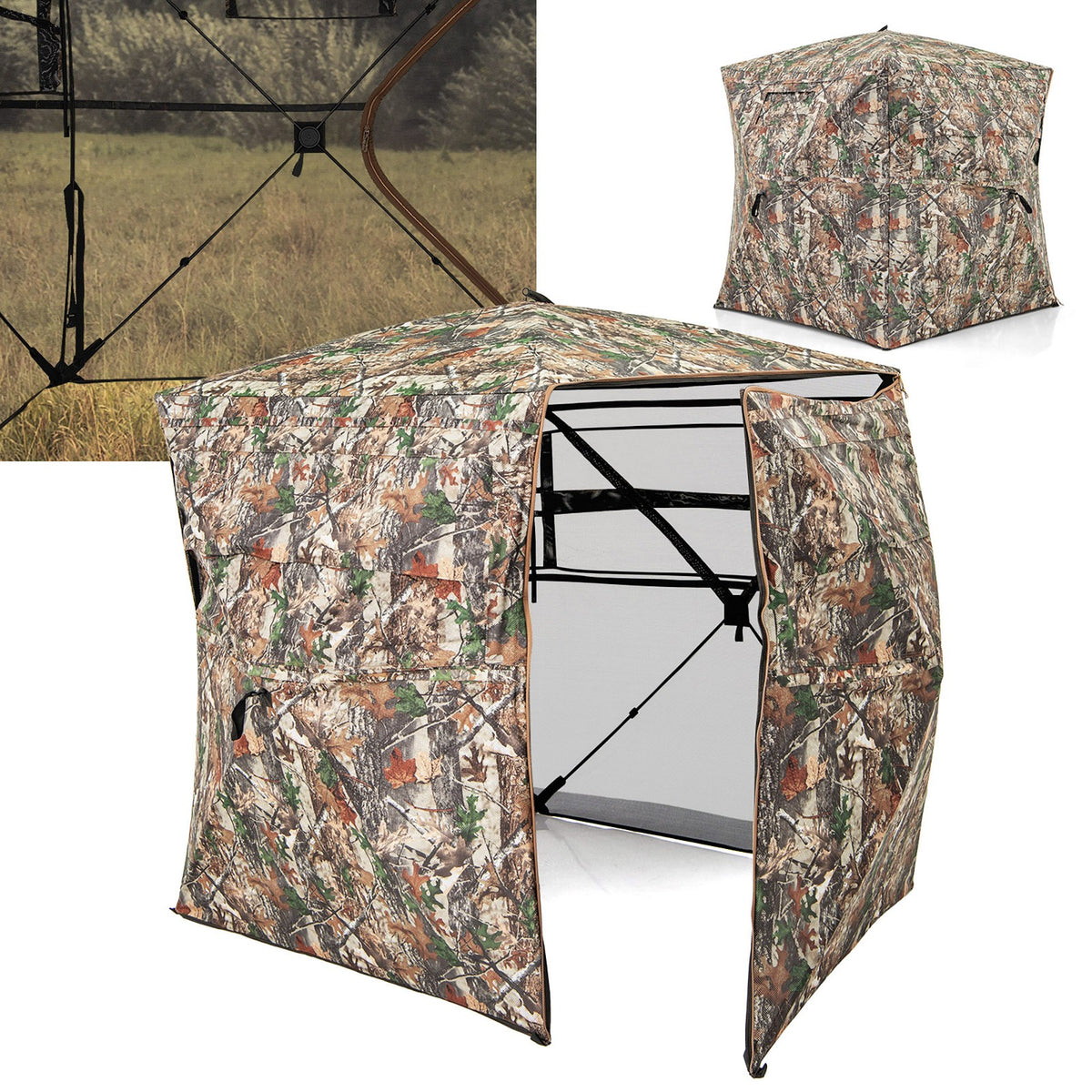 Portable 360° See-Through Hunting Blind with Full-Open Side Door