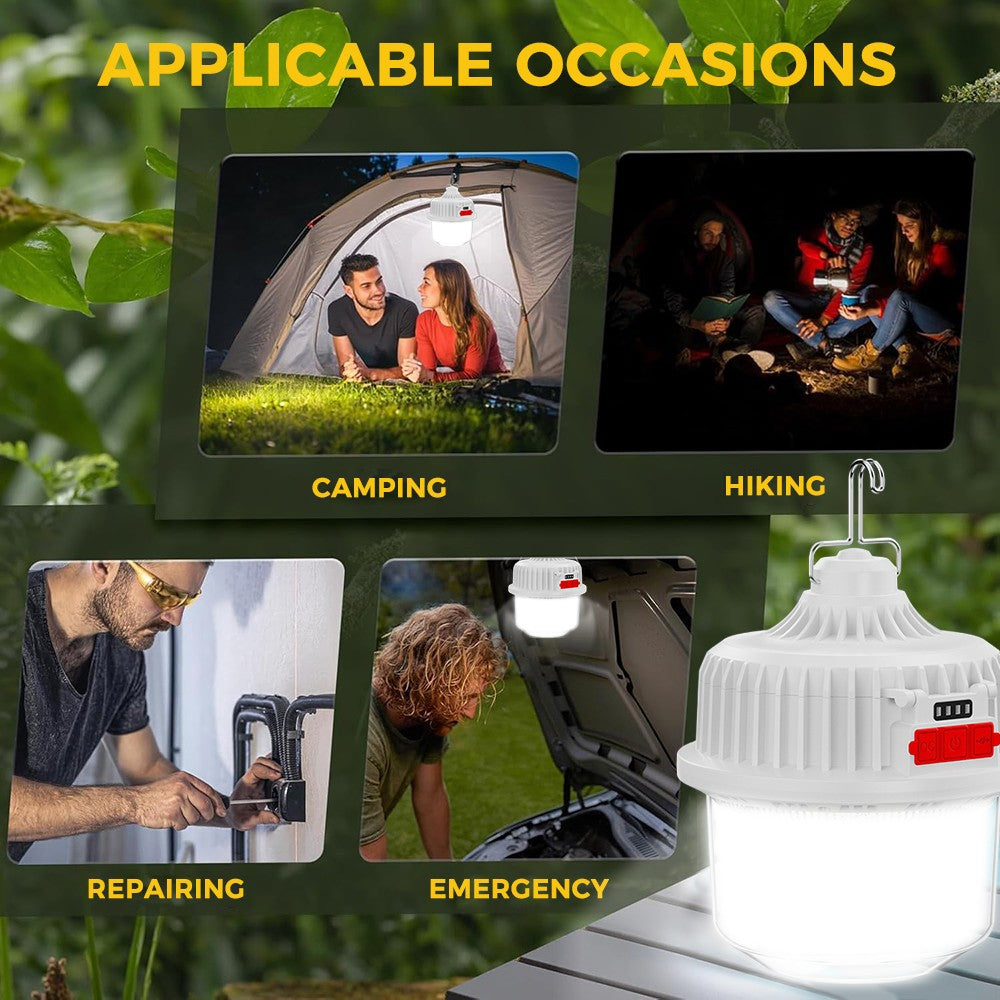 Solar Powered LED Camping Lantern with Rechargeable Battery & Waterproof Design
