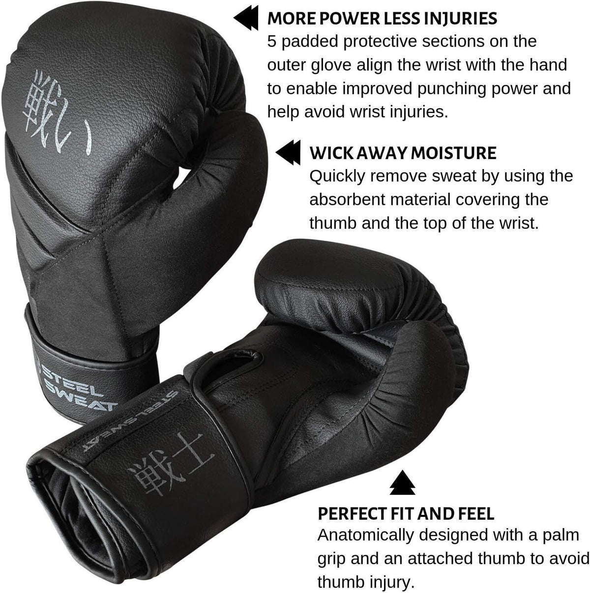 Steel Sweat Boxing Gloves 14 OZ Training Gloves for Punching Sparring Kickboxing