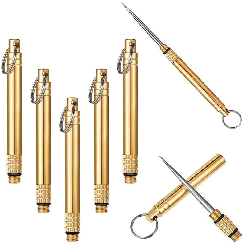 Portable Stainless Steel Toothpick with Gold Finish - Reusable Outdoor Tool