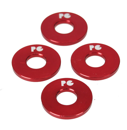 Aluminum Bicycle Axle Washers for 3/8 Inch Axles - Red Set of 4