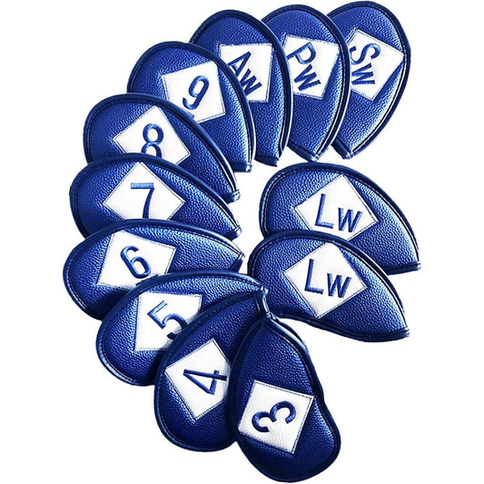 12-Piece Synthetic Leather Golf Iron Head Covers Set - Waterproof & Snug Fit