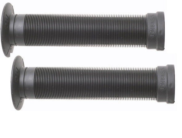 Bicycle Handlebar Grips with End Plugs for BMX & Scooter - Soft Flanged Longneck, Black