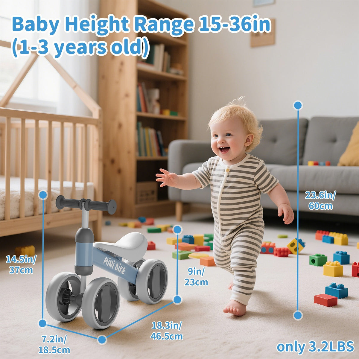 Baby Balance Bike for 12-36 Months Toddler Ride-On Gift with Safety Features