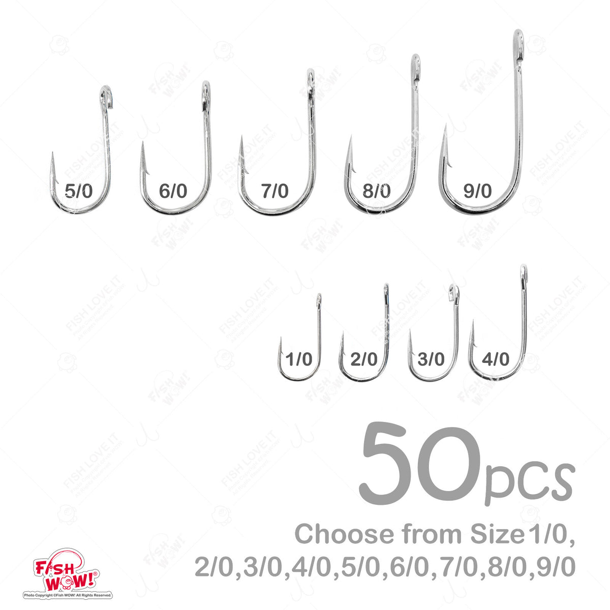 50pcs Fishing Siwash Nickel Hooks with Open Eye - Heavy Duty Tackle