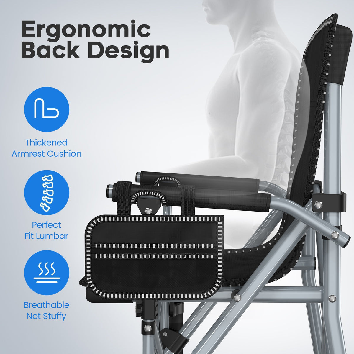 Heavy Duty Portable Camping Folding Chair with Cup Holder & Oversized Design