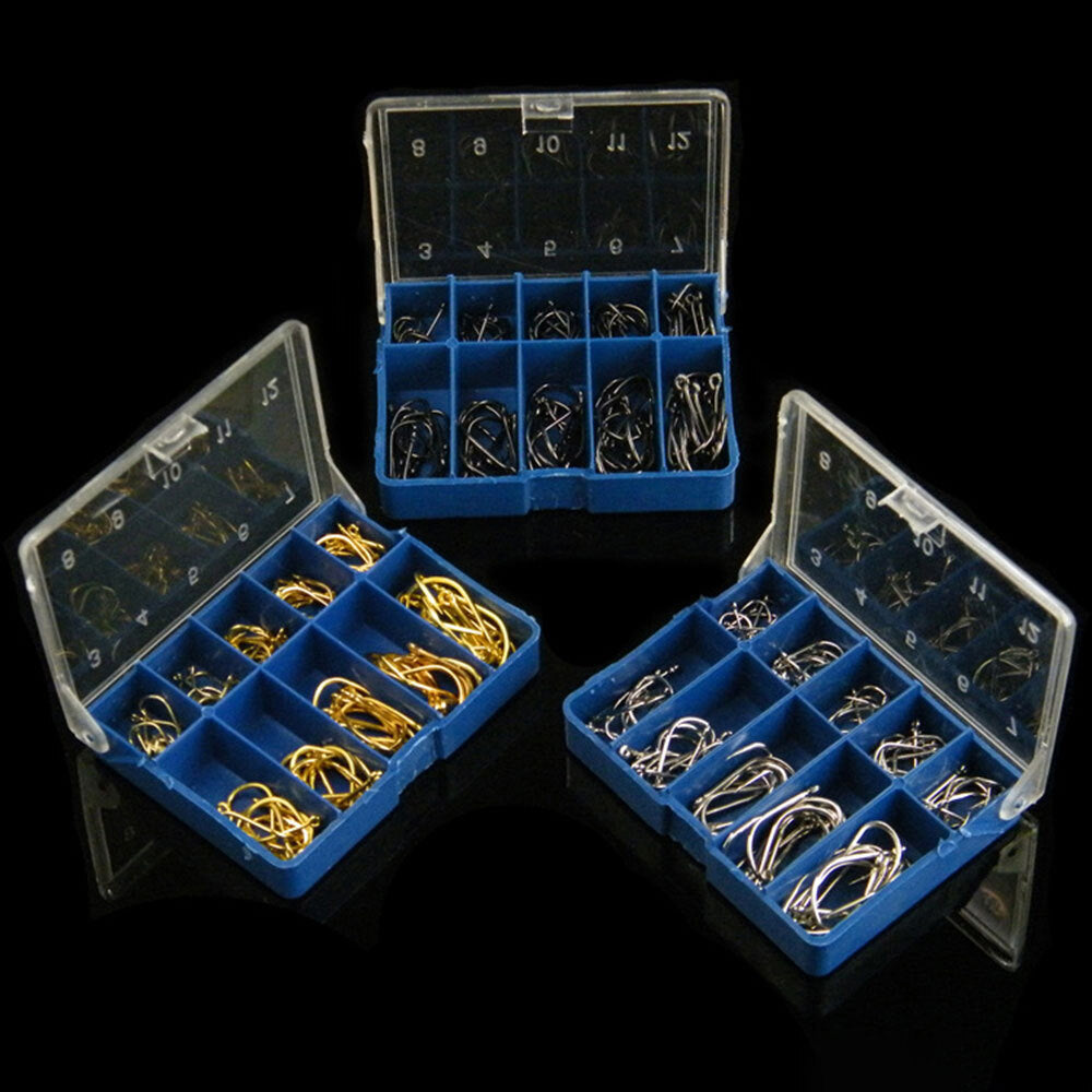 100Pcs Fishing Hooks Set, High Carbon Steel, Sharp & Durable, Multiple Sizes