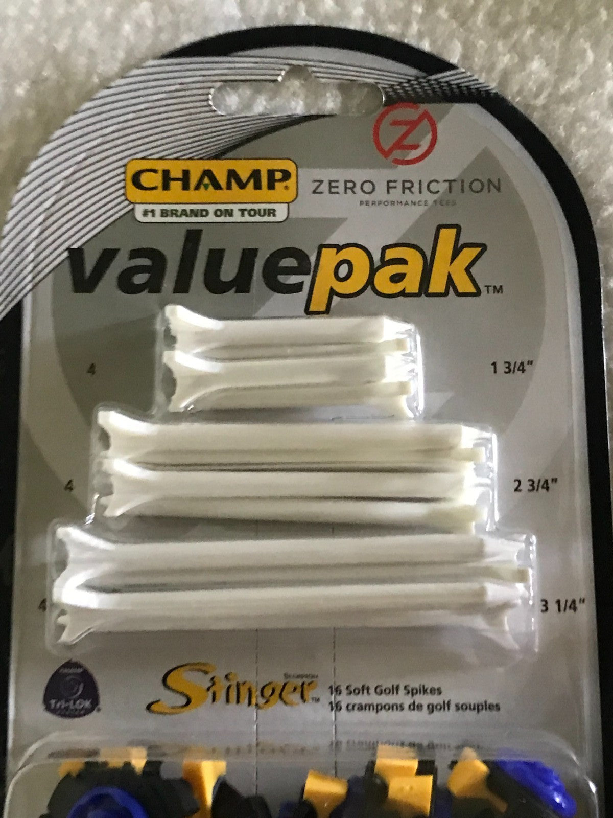 2 Packs Golf Soft Spikes & Zero Friction Tees - 16 Spikes, 3 Sizes