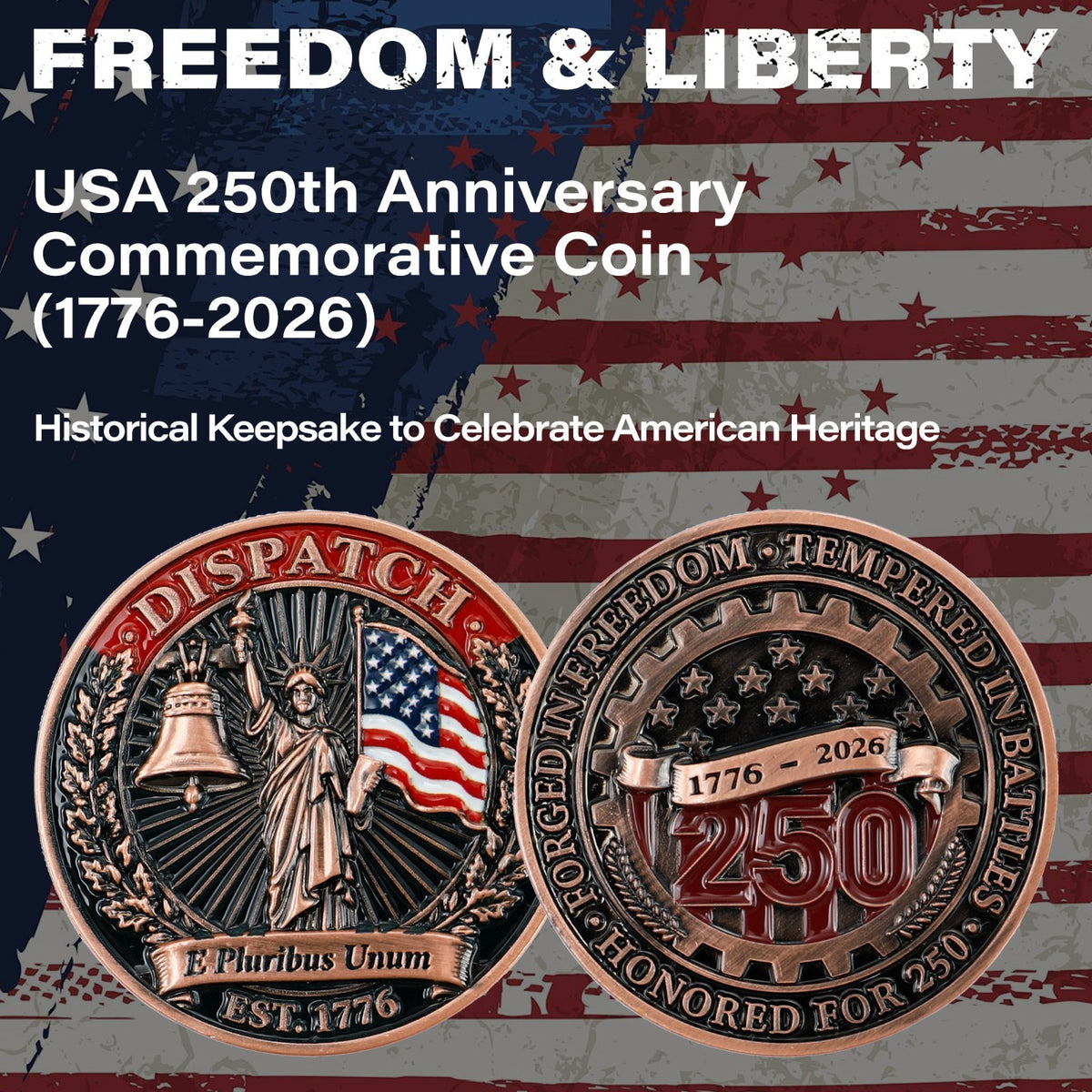Patriotic 250th Anniversary Collectible Pocket Knife & Coin Set with Handle Options
