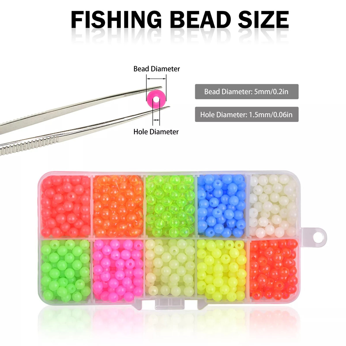 1000Pcs Glow Fishing Beads Set for Night Fishing Tackle Rig Making