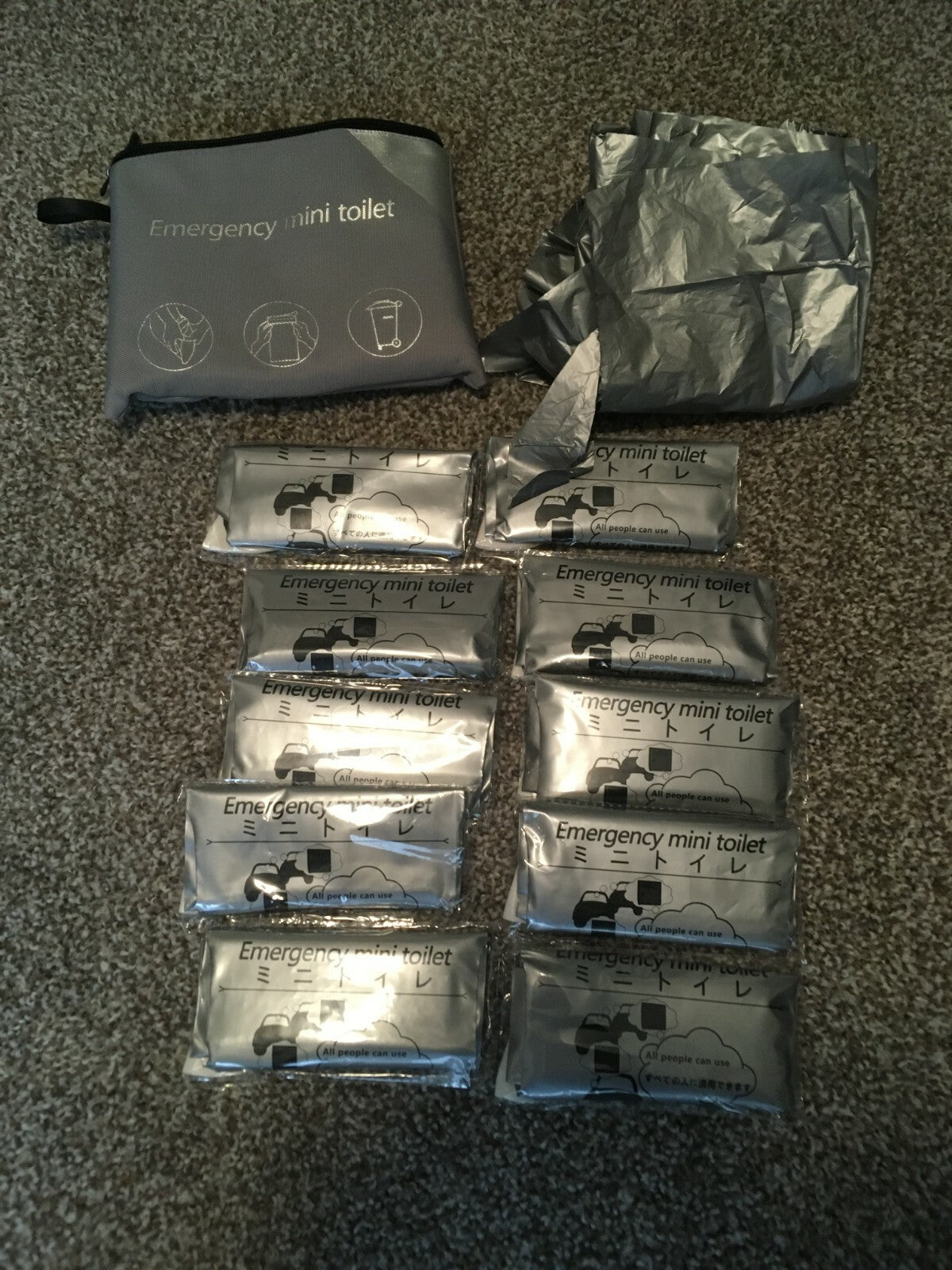 Emergency Mini Toilet with Disposable Urine Bags 700cc & Travel Bag