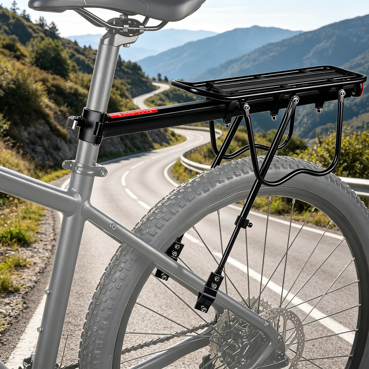 Heavy Duty Bike Rear Rack for 24-27.5 inch Mountain & Road Bikes, Supports 110 lbs