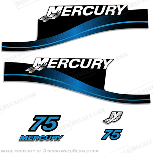 Mercury 75hp Two Stroke Outboard Decal Kit - Blue or Red, 1999-2004