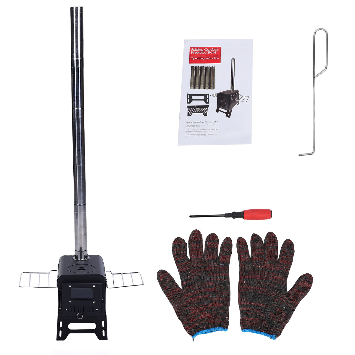 Wood Burning Tent Stove with Air Vent Control - Carbon Steel Portable Heater
