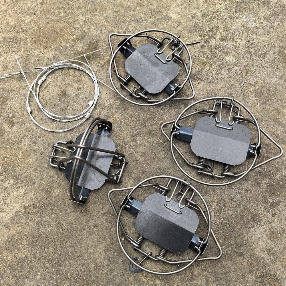 4-Pack Coil Spring Mouse & Rabbit Traps for Pest Control - 11cm Diameter