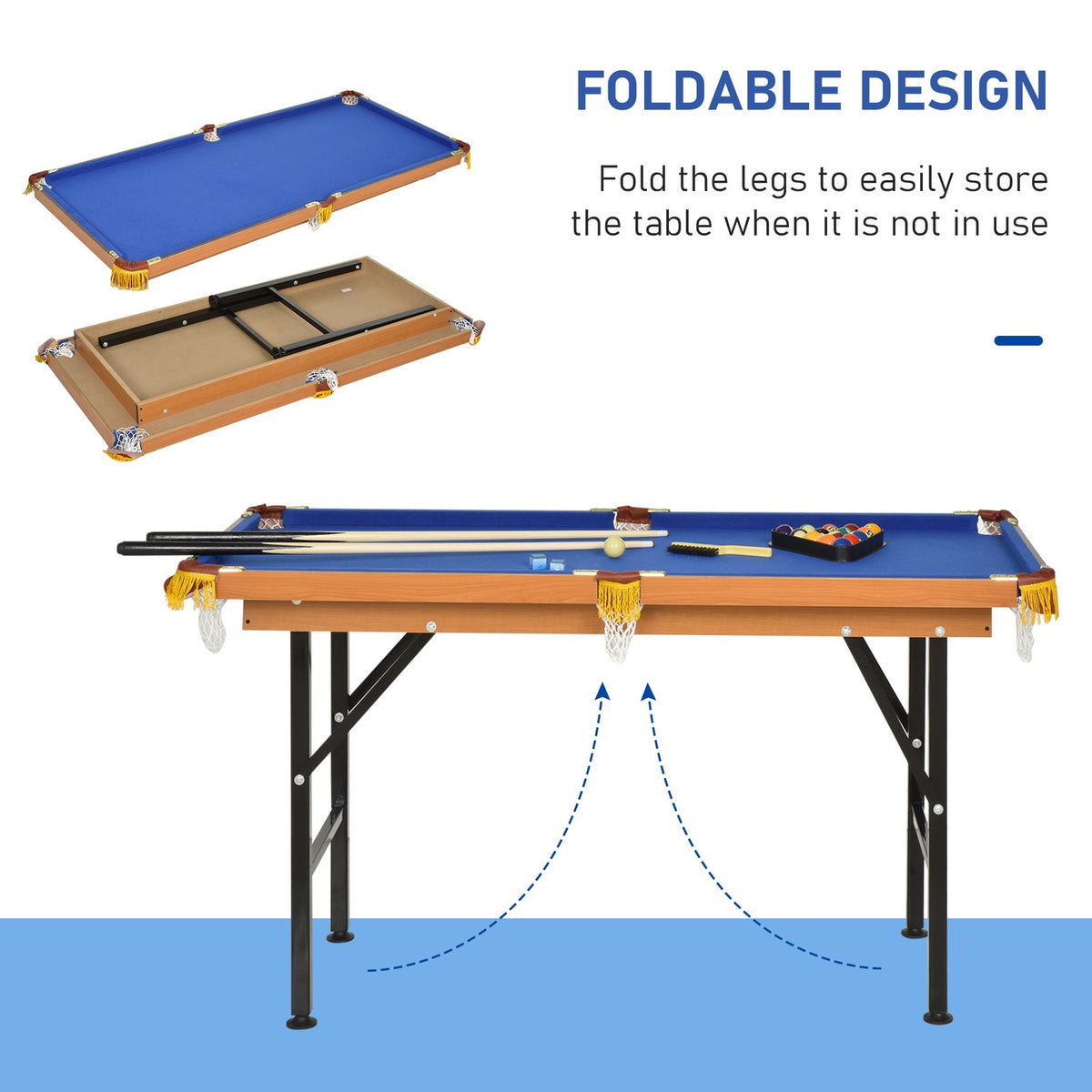 Mini Pool Table with Full Cue & Ball Set – Foldable Tabletop Billiards Game