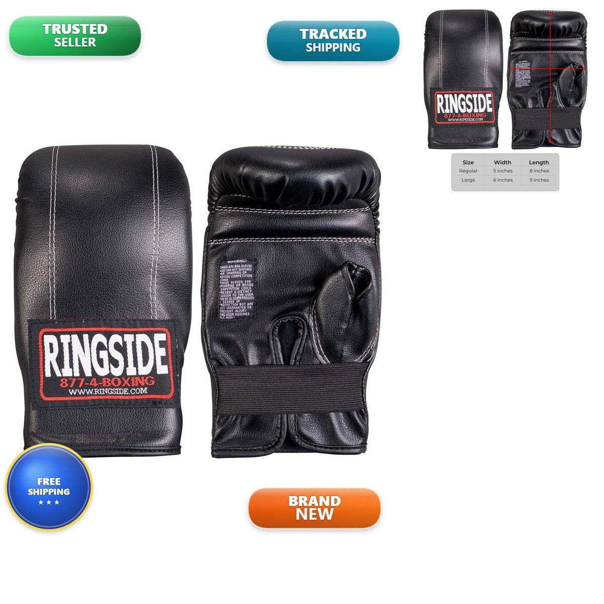 Boxing Bag Gloves Synthetic Leather Protective Gear Black Regular