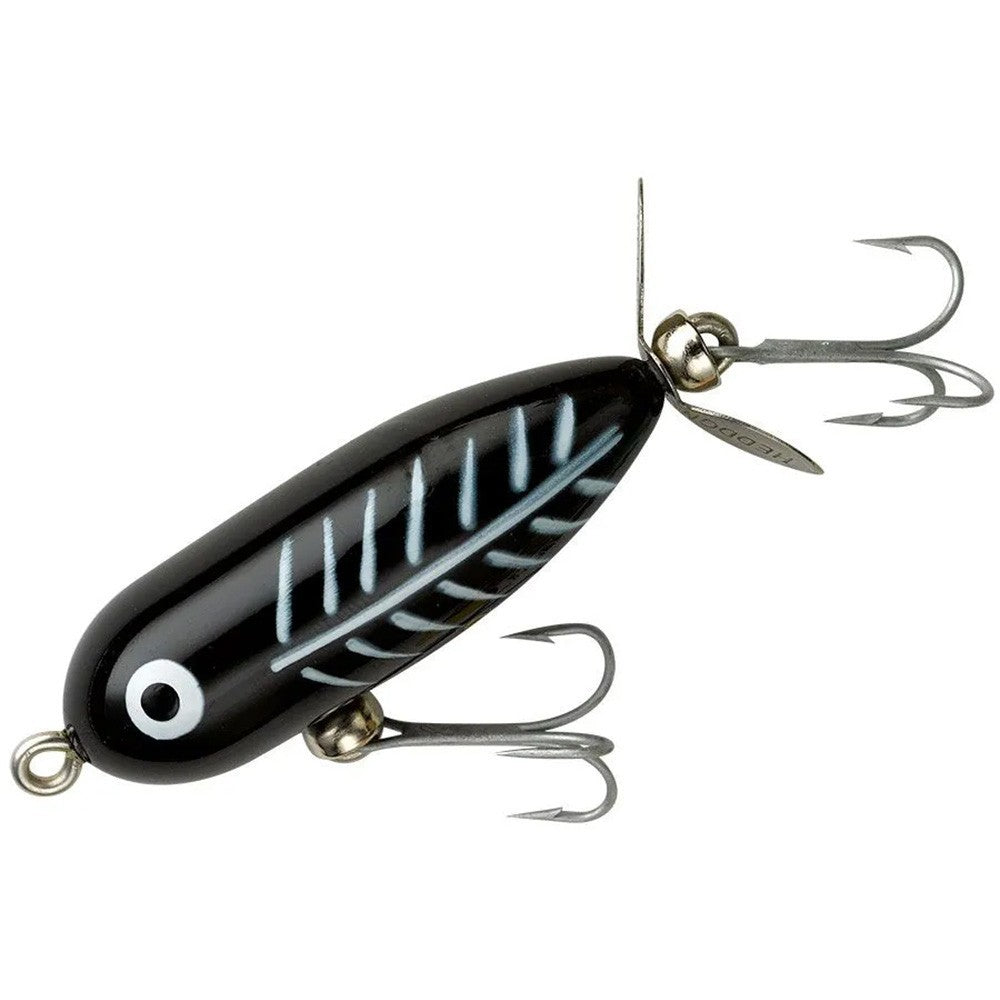 (Lot of 3) Heddon Baby Torpedo Topwater Fishing Lures - Black Shore Minnow 2.5in 3/8oz