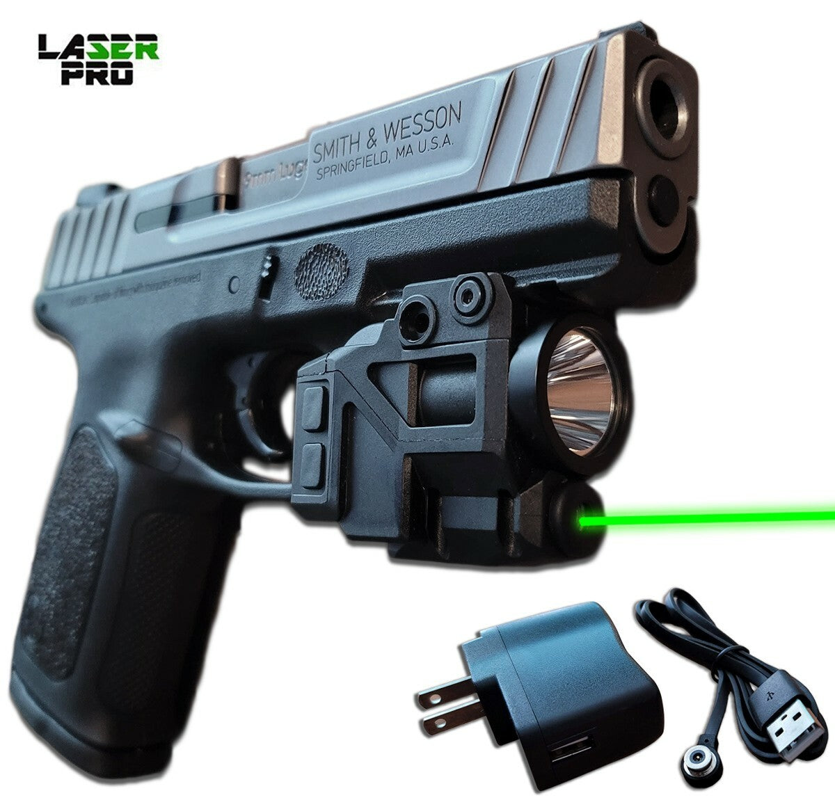 Rechargeable Green Laser & LED Sight for Pistols with 200 Lumens Light, Compatible with Taurus G2 G3 G2C G2S PT24/7