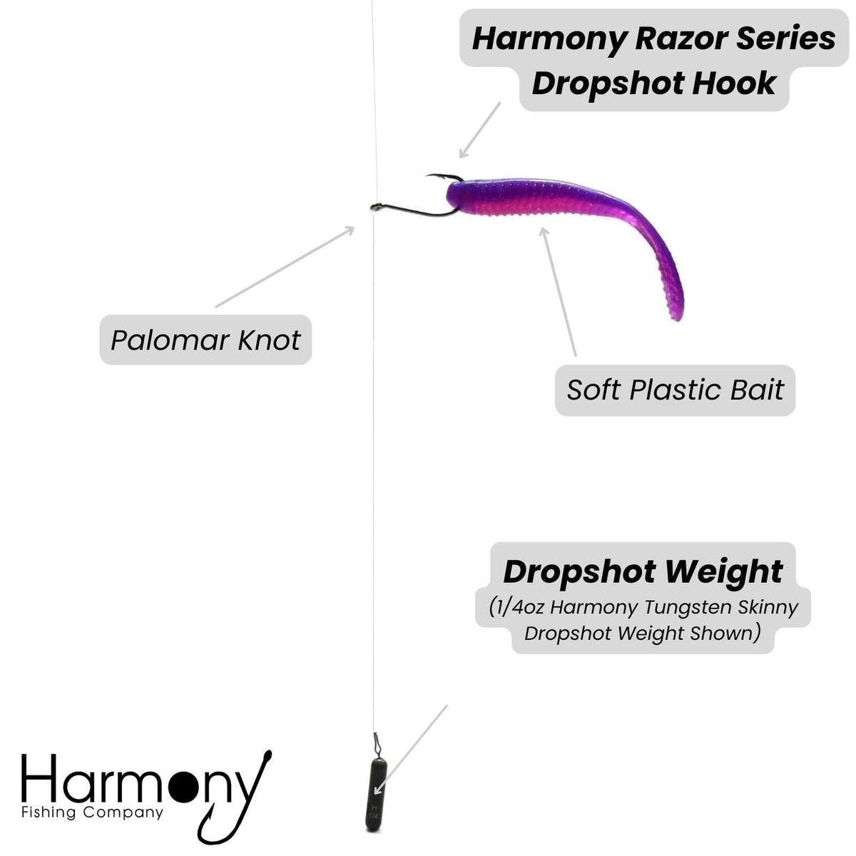 Dropshot Fishing Hooks - Razor Series Finesse Hooks for Bass & Gamefish