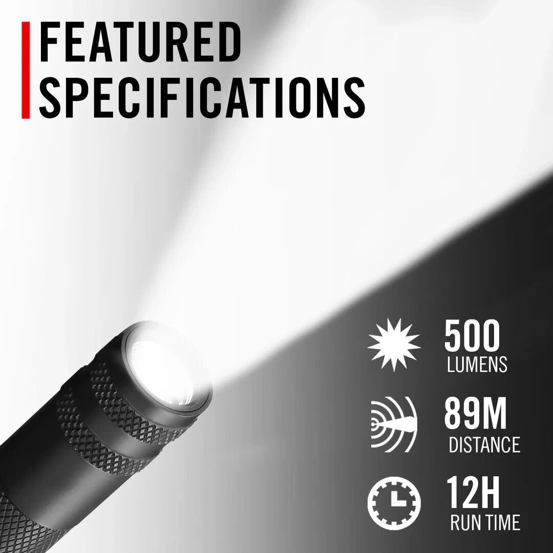 USB Rechargeable LED Penlight 500 Lumens with Twist Focus Blue