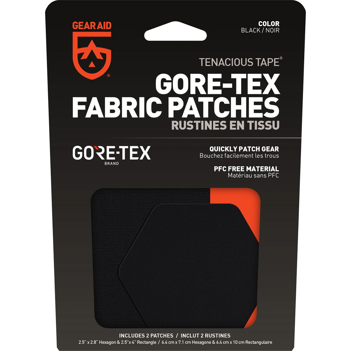 GORE-TEX Fabric Repair Patches - Durable Water-Resistant Tape (2-Pack) Black