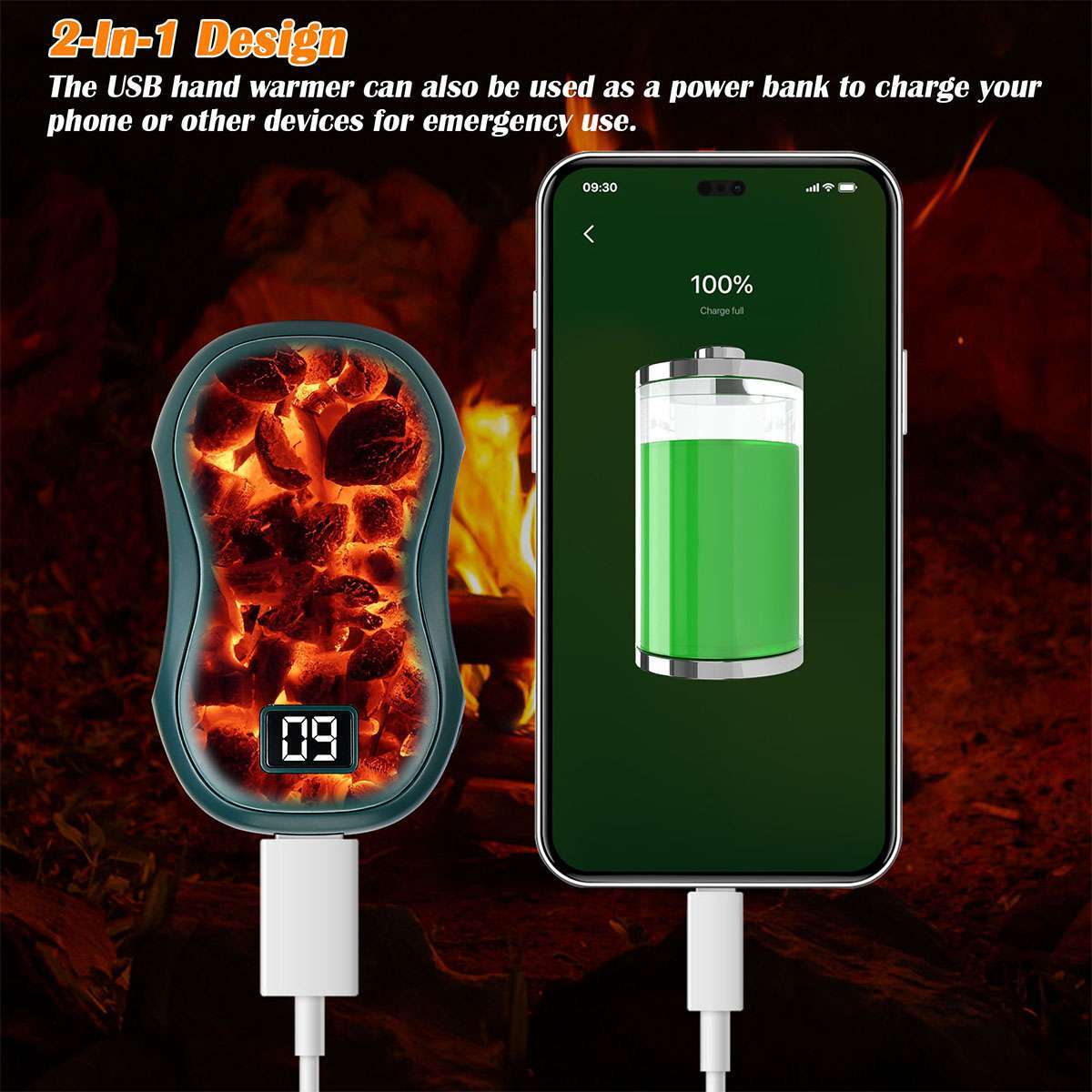 Rechargeable Hand Warmer Power Bank 5000mAh Portable USB Heater Winter Gift