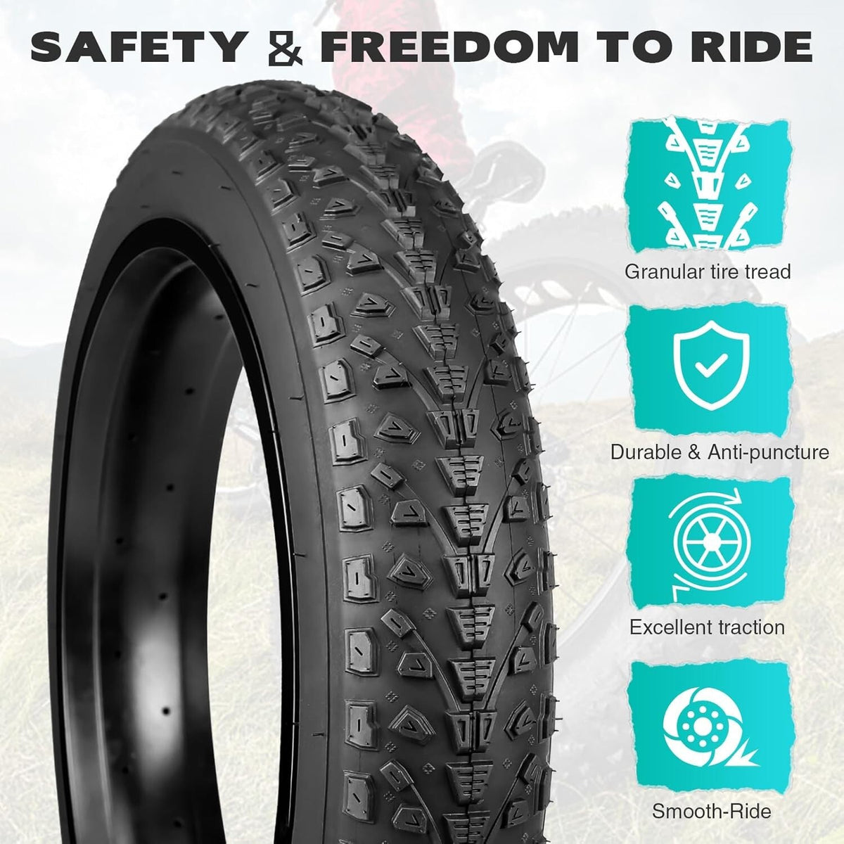 2 Pack Fat Bike Tires 26 x 3 with Tubes - Durable, Foldable Electric Bike Tires