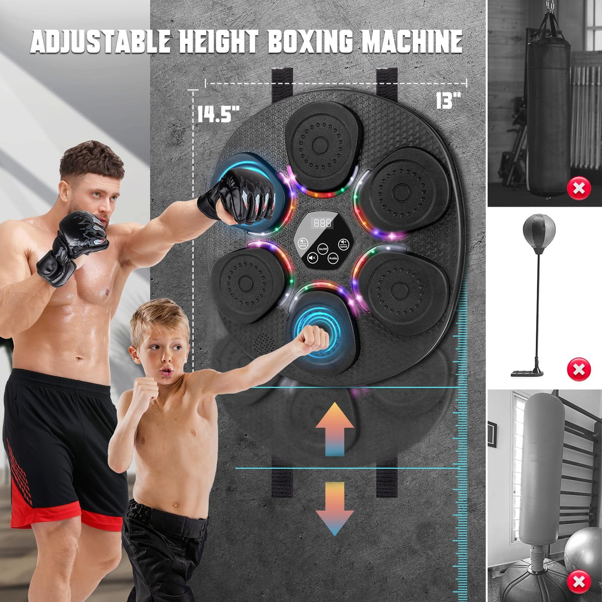 Music Boxing Machine for Adults & Kids - 9 Modes, 6 Speeds, LED Display