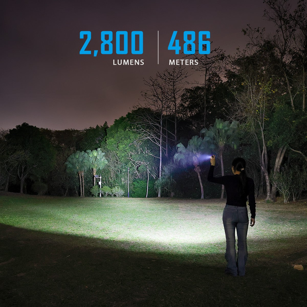 Rechargeable LED Flashlight with UV and Warm Light, 2800LM Long Range Headlamp