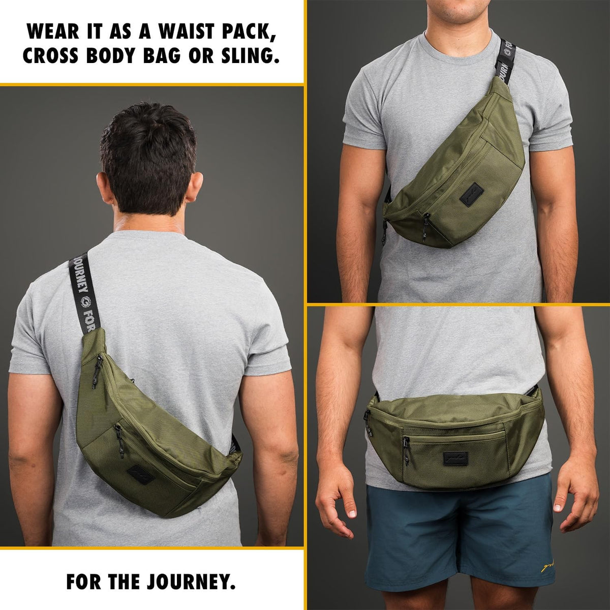 Jiu Jitsu Waist Pack with Wet Gear Compartment - Crossbody Fanny Bag Olive
