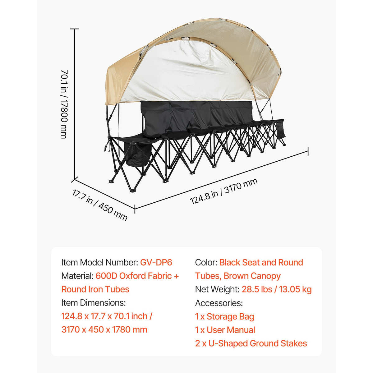 Portable Folding Chair with Sunshade and Storage Bag for Outdoor Use