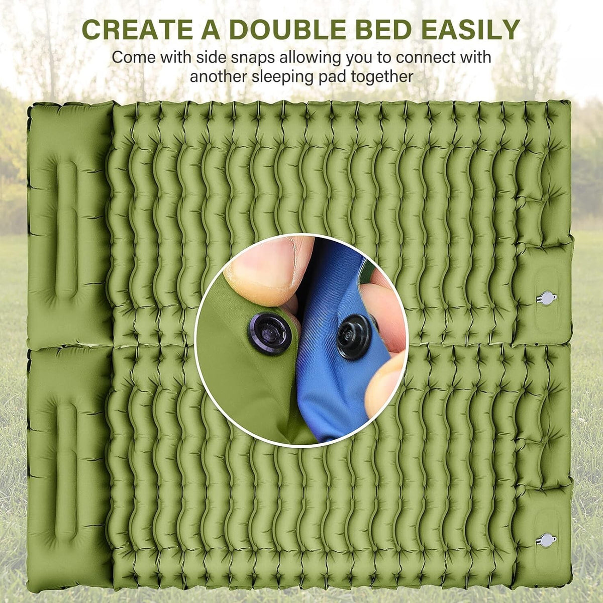 Inflatable Camping Sleeping Pad with Built-in Pillow & Foot Pump