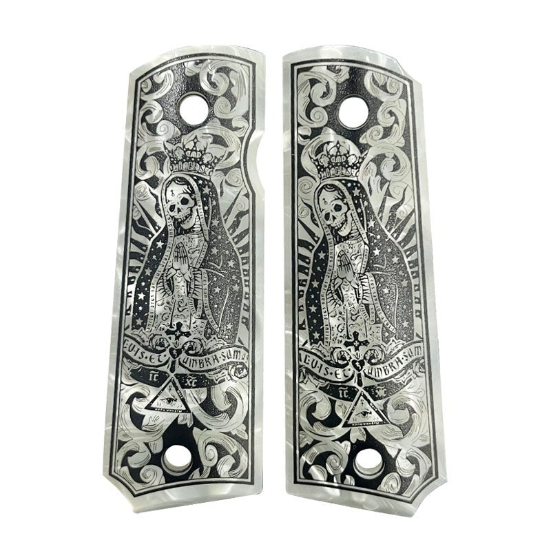 Full-Size 1911 Pistol Grips for Colt Springfield & Clones White Pearl Custom Fit
