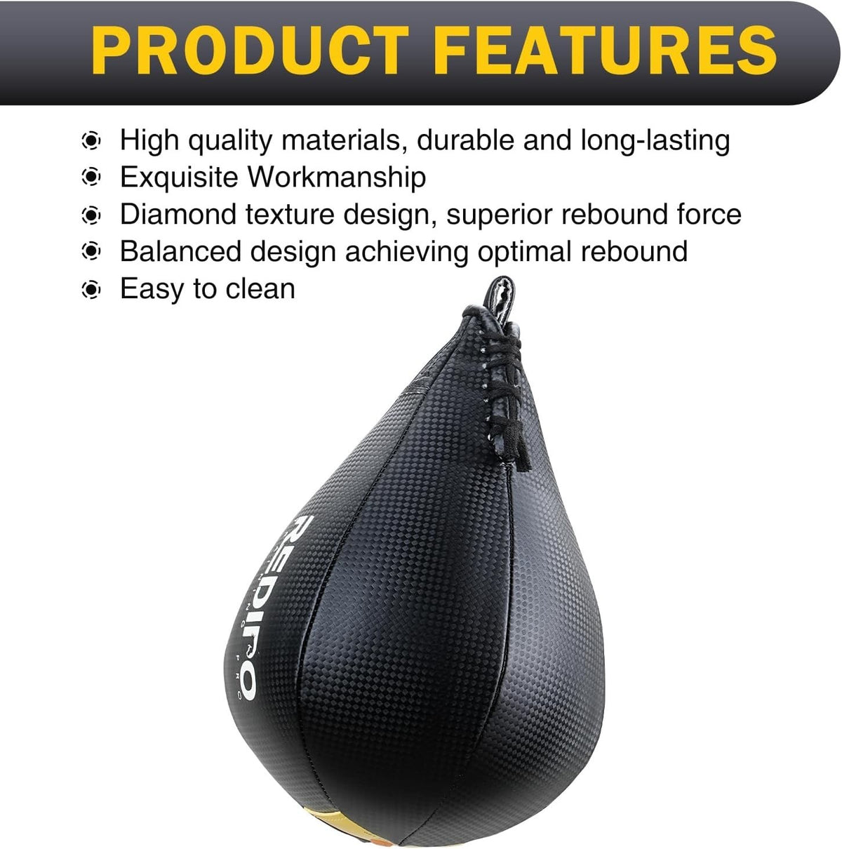 Heavy Duty PU Leather Speed Boxing Bag for Reflex Training - Pear Shape