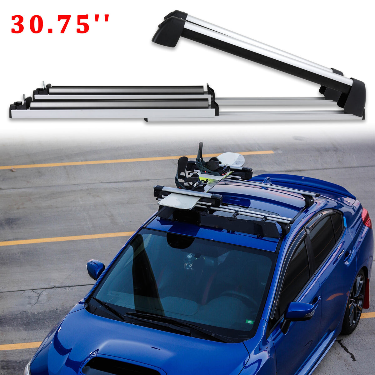 Subaru WRX Aluminum Ski Snowboard Roof Rack Cross Bars with Lock