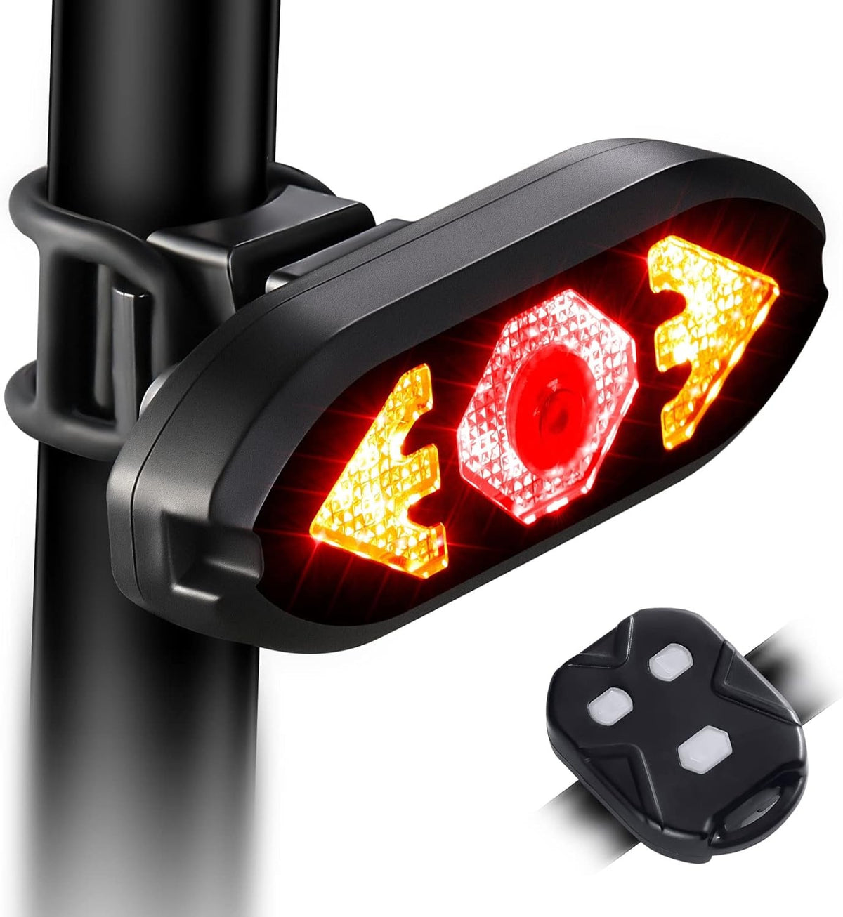 Wireless Bicycle Tail Light with Remote Turn Signal - Waterproof LED Cycling Rear Lamp
