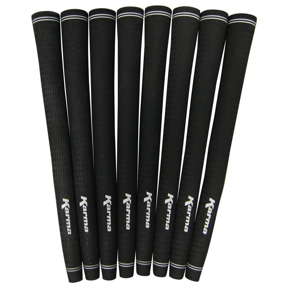 Golf Grip Kit with 8 Jumbo Black Rubber Grips Tape & Clamp - Easy Installation