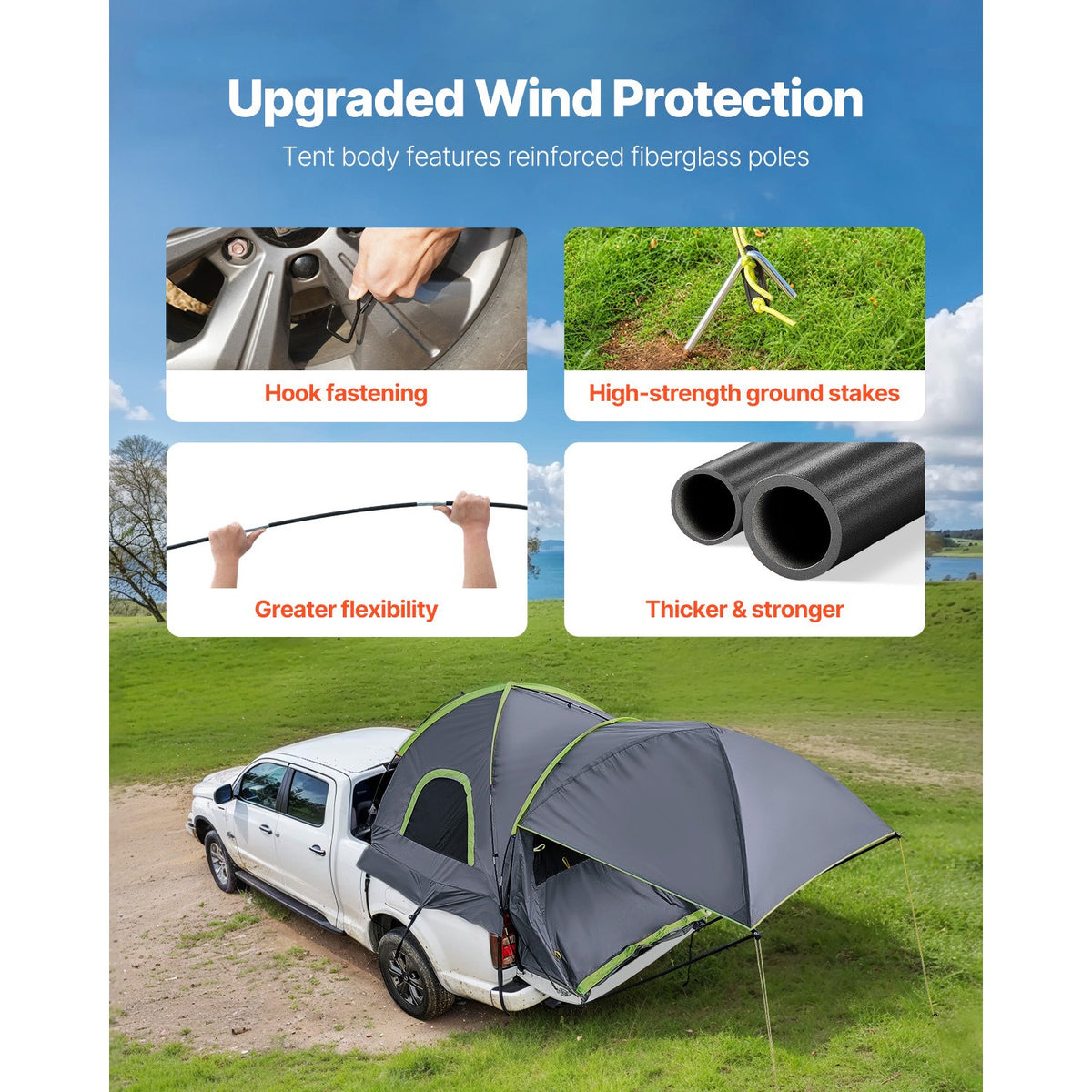 Waterproof Truck Bed Tent for Camping, Fits 5.0-5.2ft Pickup Trucks