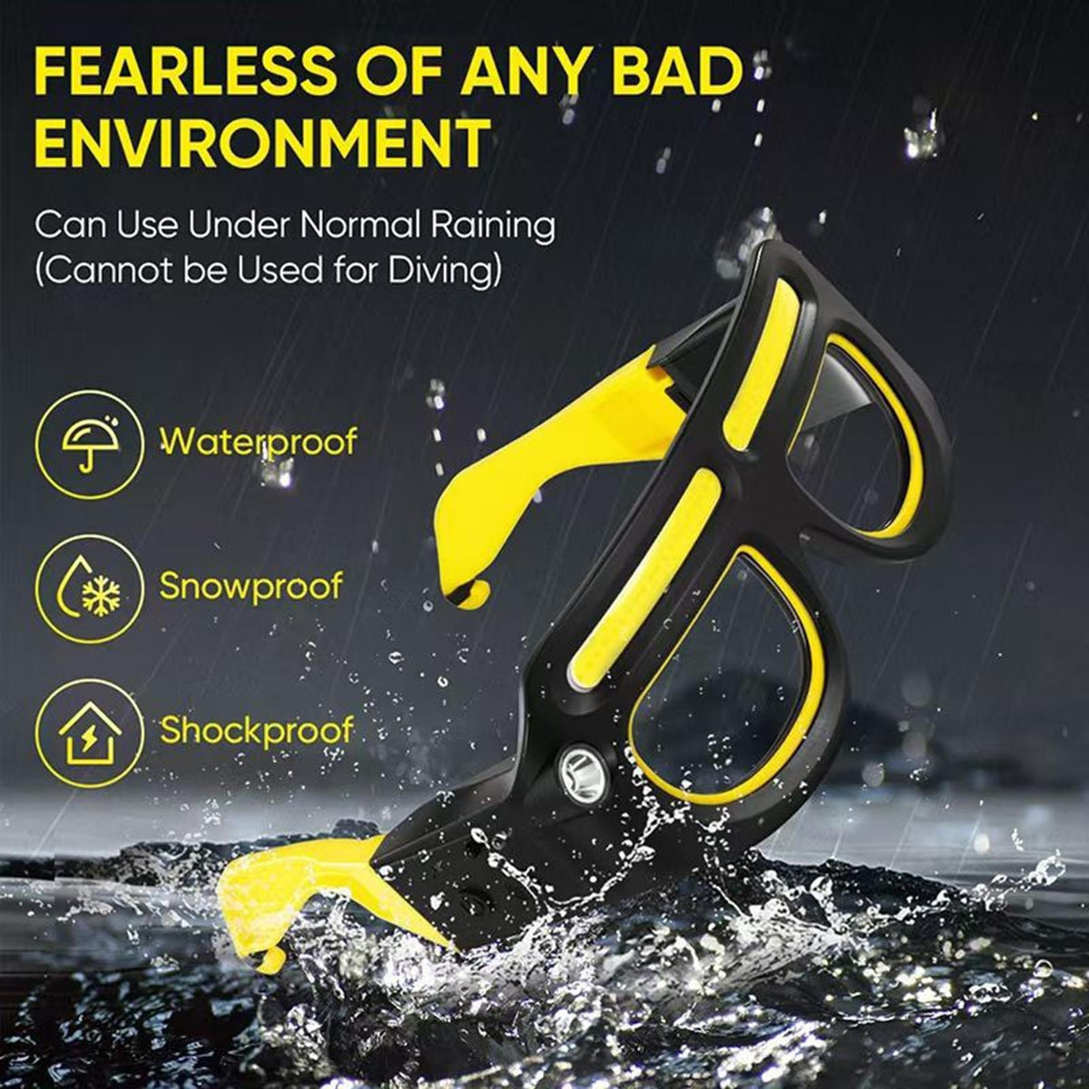LED Safety Glasses with 5 Light Modes for Cycling Work and Outdoor Use