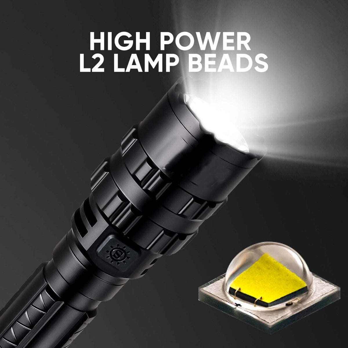 Super Bright Rechargeable Tactical LED Flashlight with 5 Modes Waterproof Portable Torch